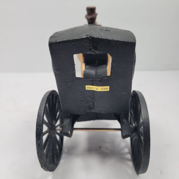 Vintage Cast Iron Horse Drawn Carriage Hand Painted Collectible with Figurine - Picture 7 of 12